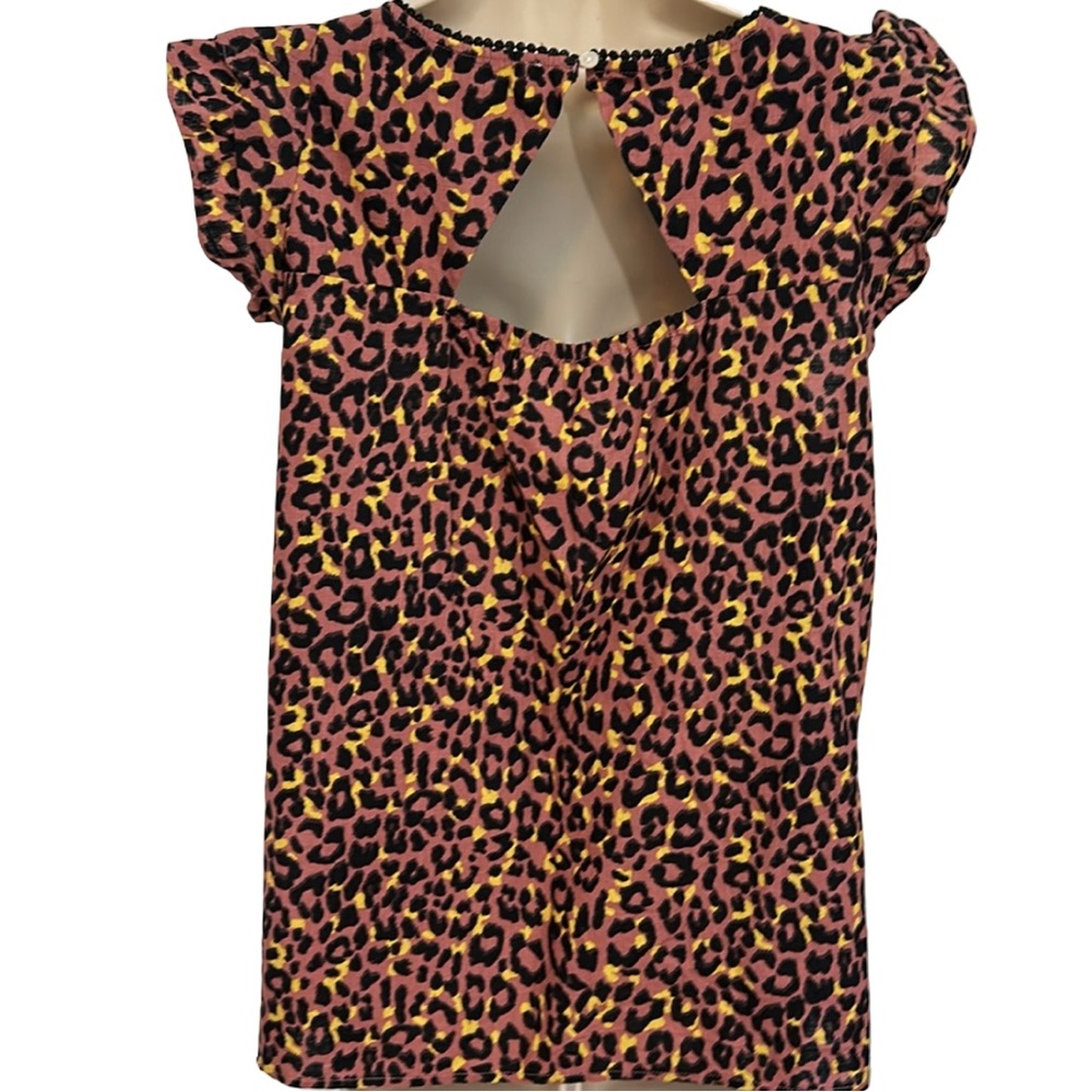 LOFT Leopard Print Cutout Back Ruffle Shell - Picture 7 of 8
